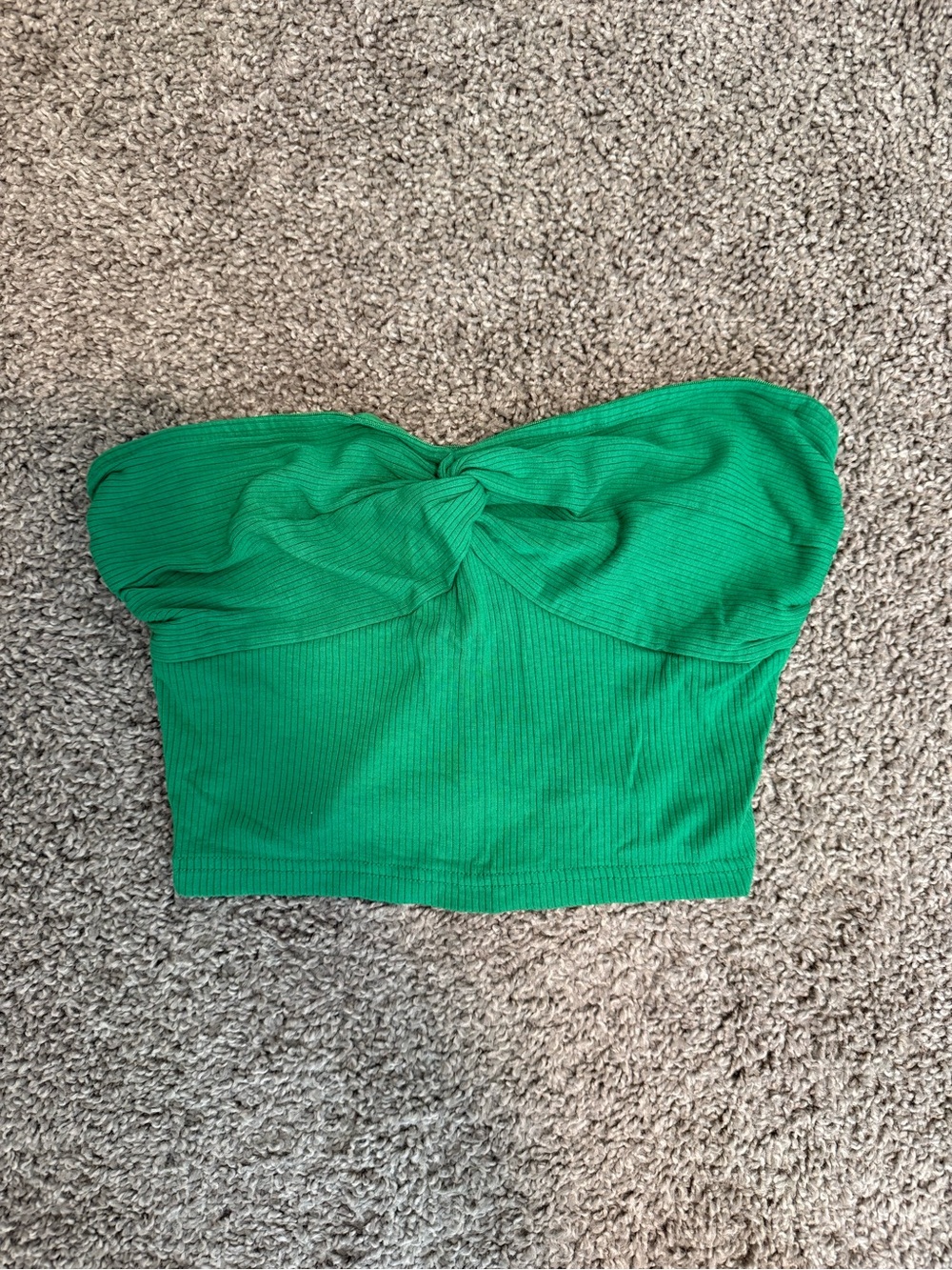Green Ribbed Tube Top